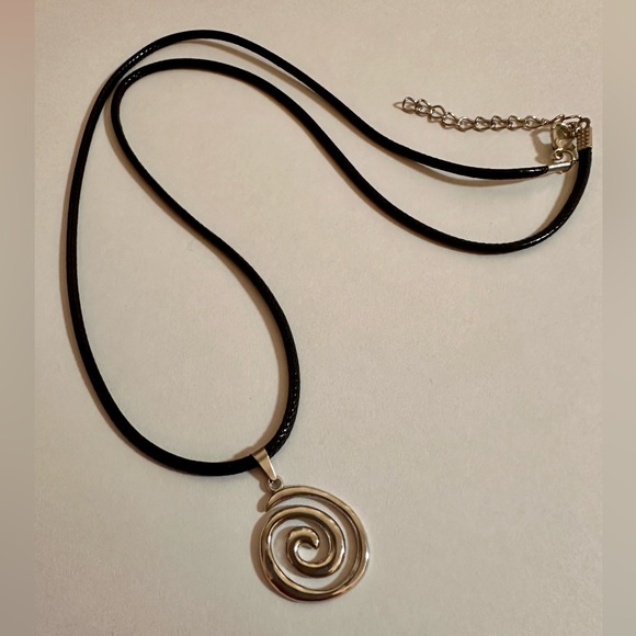 Whimsygoth Spiral Necklace Vortex Swirl Swirling Silver Pendant Choker Necklace - Picture 1 of 10